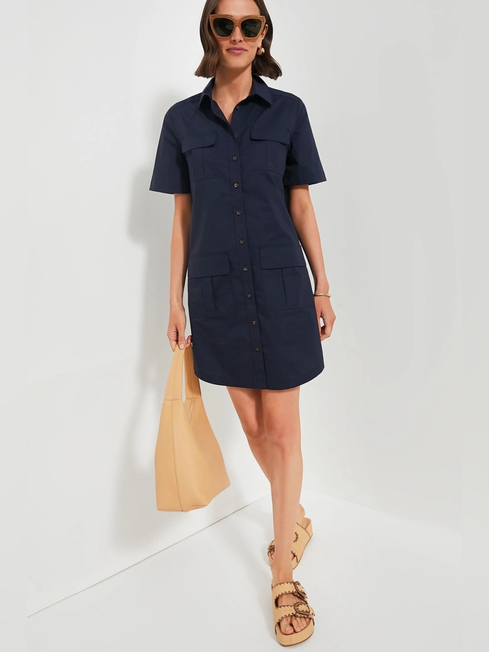 Tuckernuck Navy Poplin Nala Dress Small